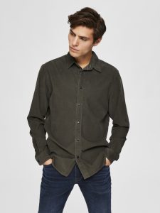 SELECTED homme cord shirt deep forest