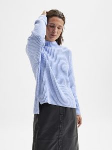 SELECTED femme ls knit t-neck brunnera blue