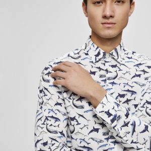 SELECTED homme ls shirt bright white/aop