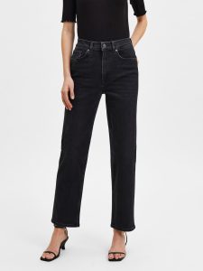 SELECTED femme hw straight jeans black