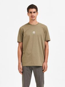 SELECTED homme ss o-neck tee dark olive