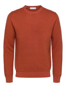 SELECTED homme ls knit crew neck baked clay