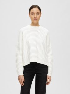 SELECTED femme ls knit o-neck snow white