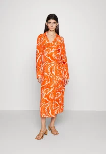 SELECTED femme ls wrap dress orangeade aop
