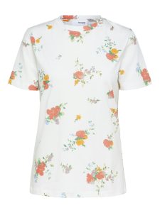SELECTED femme ss printed tee snow white tcx